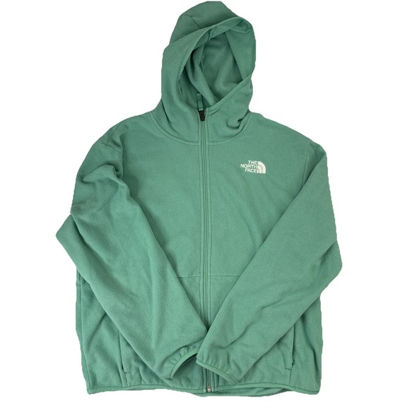 The North Face Women's Sea Green Fleece Full Zip Fleece Hoodie‎ Jacket Size M - Picture 1 of 6